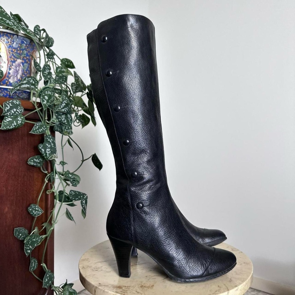 Vintage 90s 2000s knee high square rounded toe high heel boots Size 9.5 - Picture 2 of 8